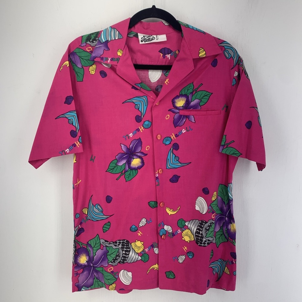 Vintage Hilo Hattie Mens Medium Hawaiian Button Up Shirt Grunge Streetwear Skate